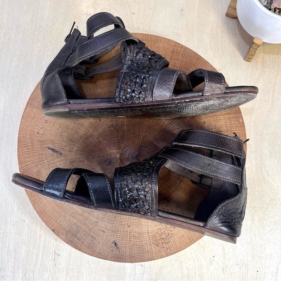 BED|STU Capriana Brown Woven Leather Double Ankle Strap Buckle Zip Sandal Size 9 - Picture 11 of 15